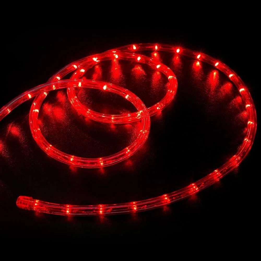 25Ft Red LED Rope Light, Connectable Outdoor Permanent Waterproof Accent Exterior Lighting, PVC Case, Certified, For Holiday, Backyard Patio, Home Garden, Decorative
