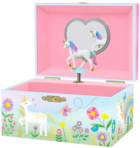 Giggle & Honey Musical Unicorn Jewelry Box for Girls - Kids Jewelry Box with Spinning Unicorn, Unicorn Gifts for Girls, Unicorn Toys - 6 x 4.7 x 3.5 in