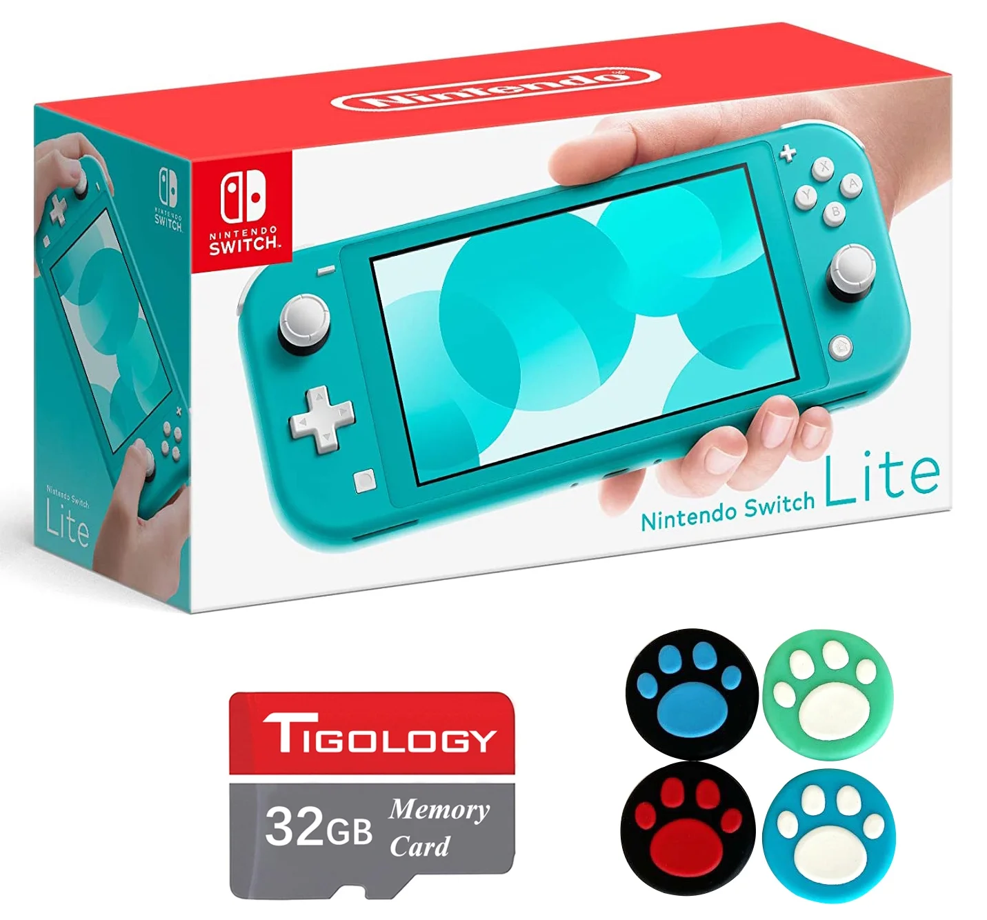 Newest Nintendo Switch Lite Game Console Bundle with Tigology Accessories,Turquoise