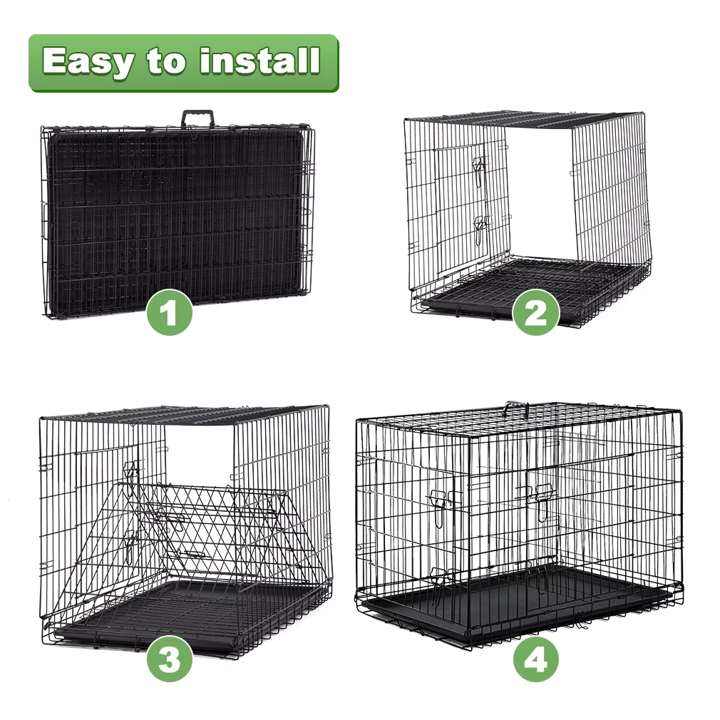 BestPet Double-Door Metal Dog Crate with Divider and Tray, X-Large, 48