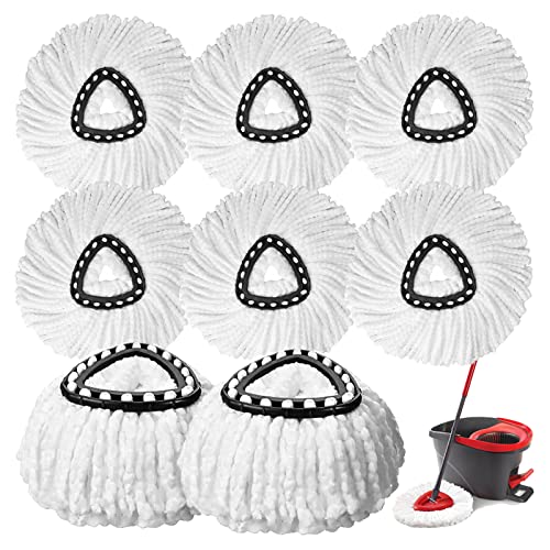 10 PCS Spin Mop Replacement Head,100% Microfiber Mop Heads Replacements with Triangle Spin Mop Head, 360 Degree Round Spin Mop Replacement Head for Easy House Cleaning Floor Mopping