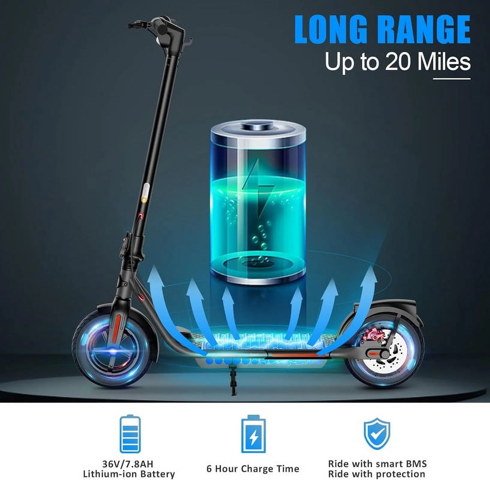 SISIGAD Electric Scooter for Adults Teens, B16 Dart 350W Folding Commute E-Scooter with Double Braking System, 10