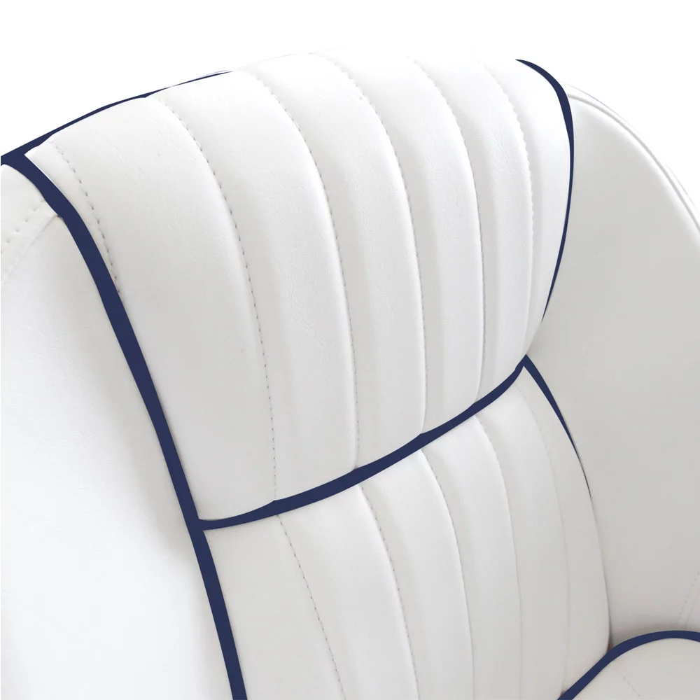 Leader Accessories Pontoon Captains Bucket Seat Boat Seat,White/Navy piping
