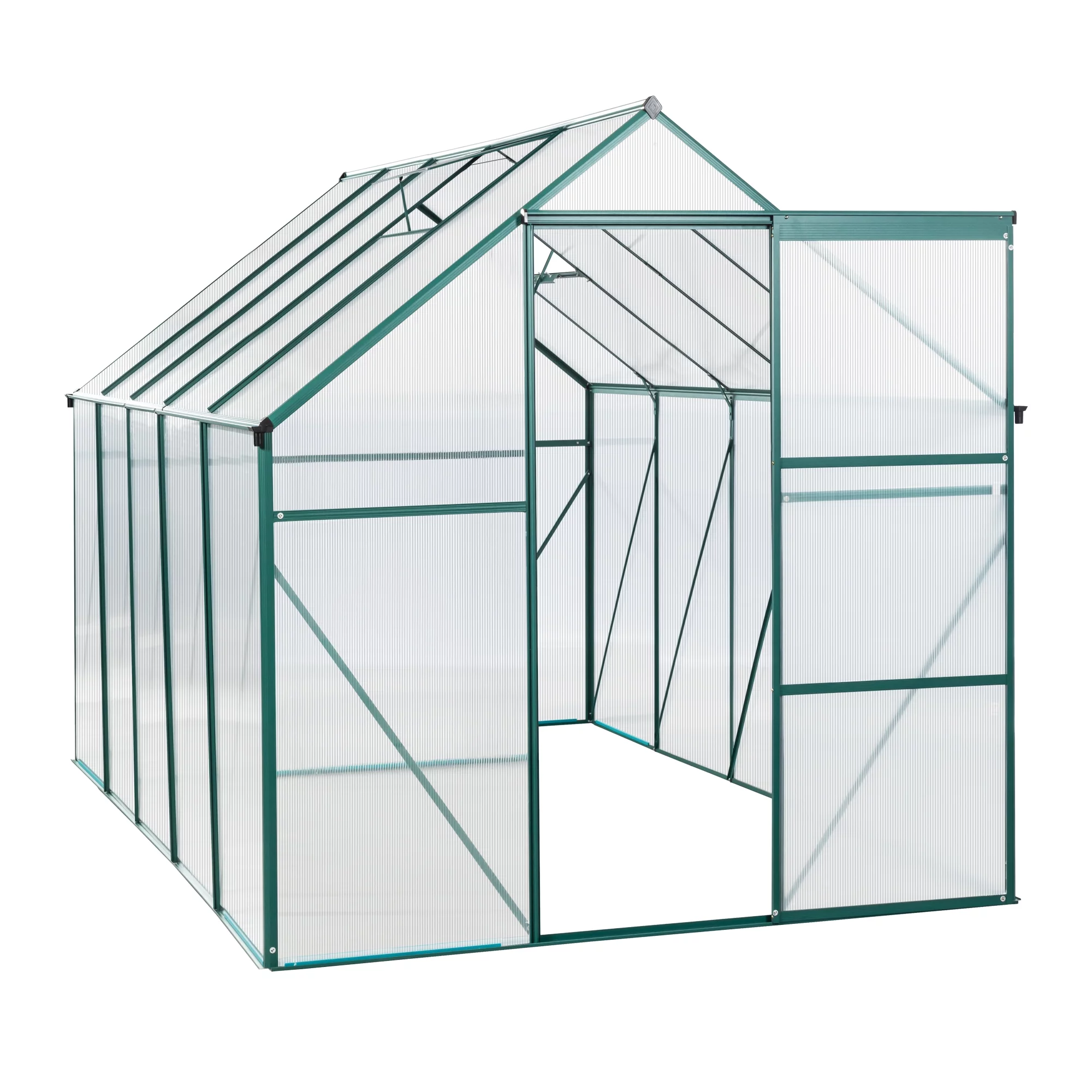 Greenhouse for Outdoors, 6' x 10' Aluminum Greenhouse with Window, Sliding Door, Polycarbonate Greenhouses Garden Supplies for Plants Flowers Herbs Fruit Vegetables