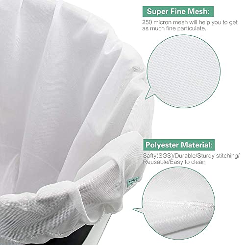 Brew Bags Extra Large Reusable 2 Pack 250 Micron Fine Mesh Bag for Fruit Cider Apple Grape Wine Press Drawstring Straining Brew in a Bag (2 pack-22×26