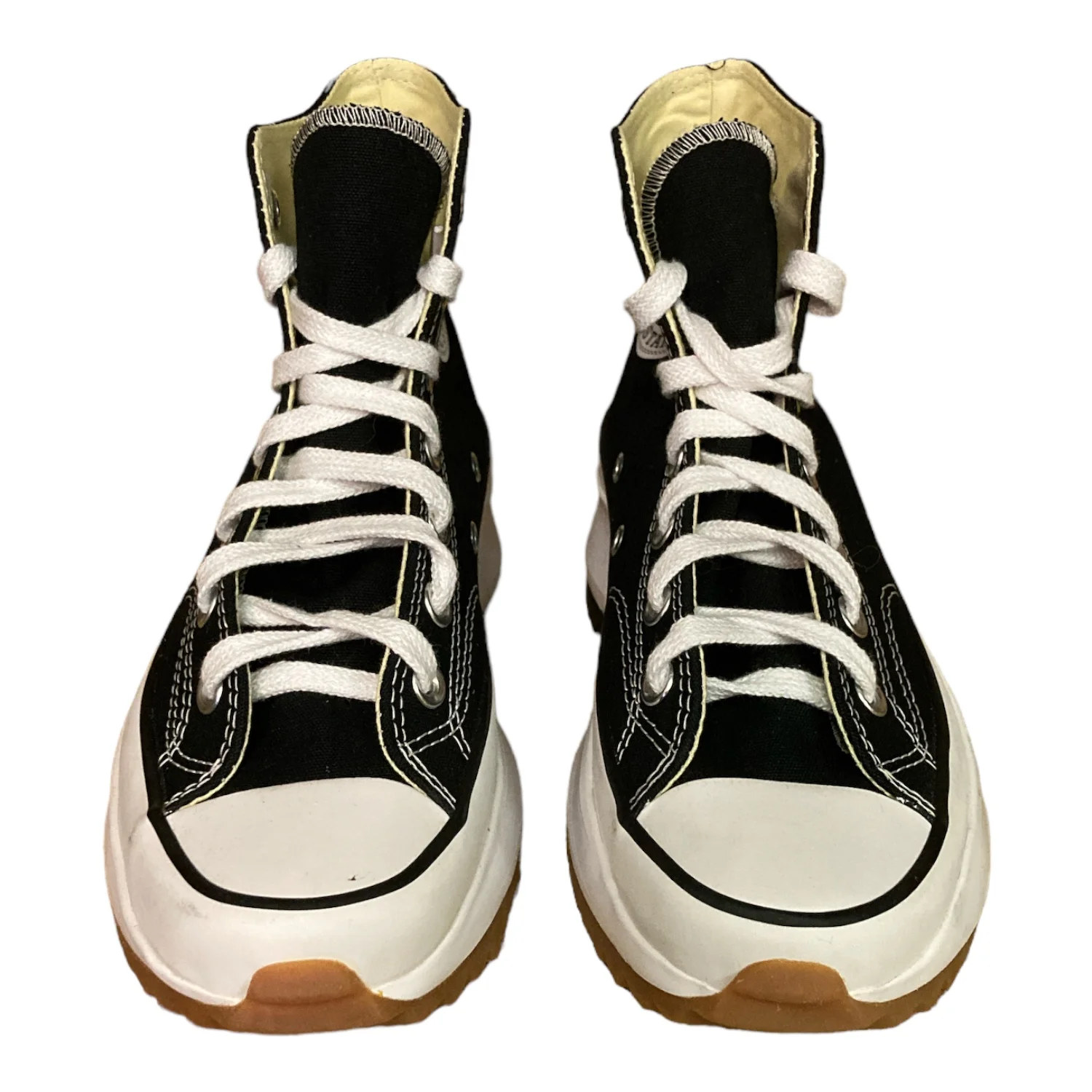 Converse Unisex Run Star Hike Canvas High Top Platform Sneakers (Black/White/Gum, W7/M5.5)