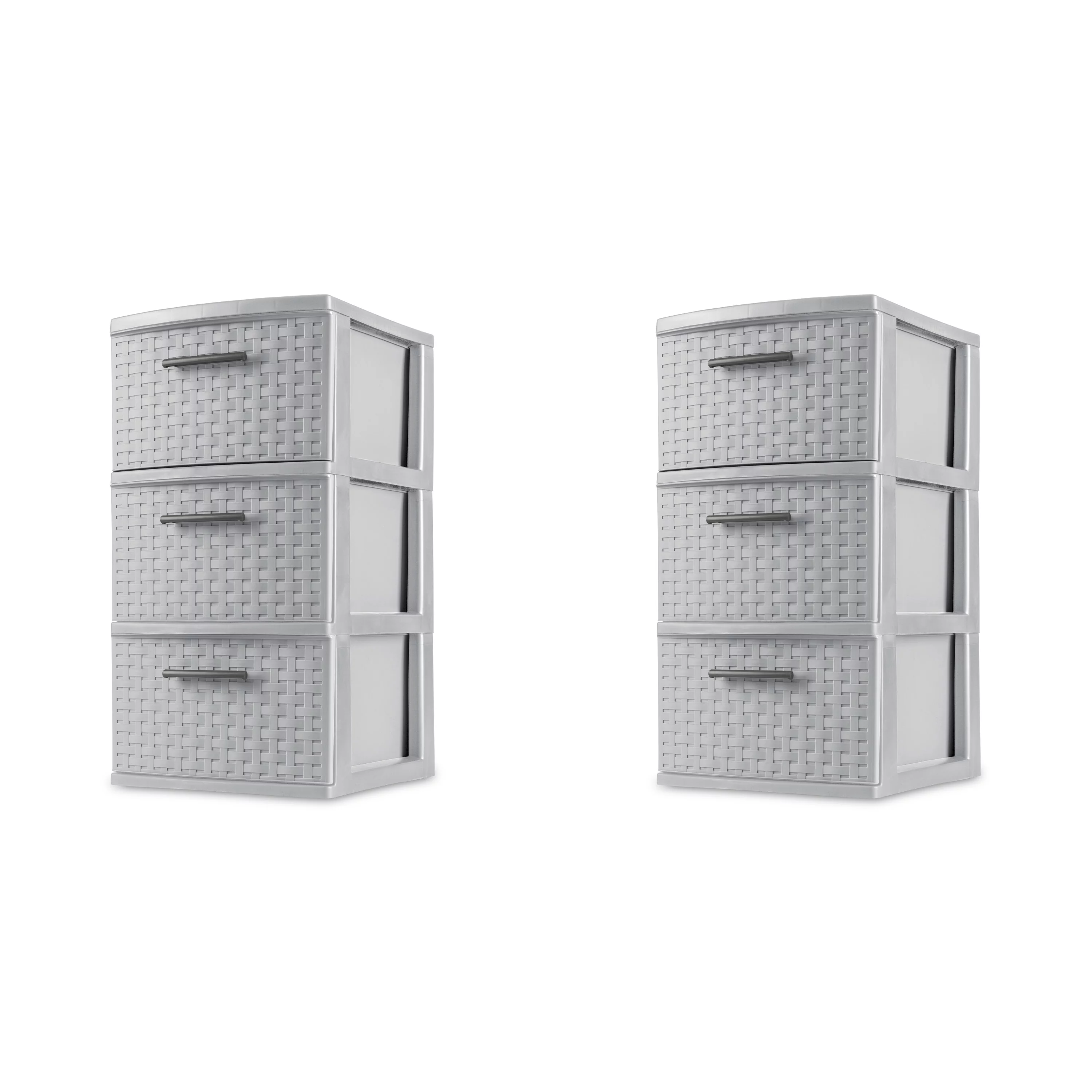Sterilite 3 Drawer Weave Tower Plastic, Cement, Set of 2