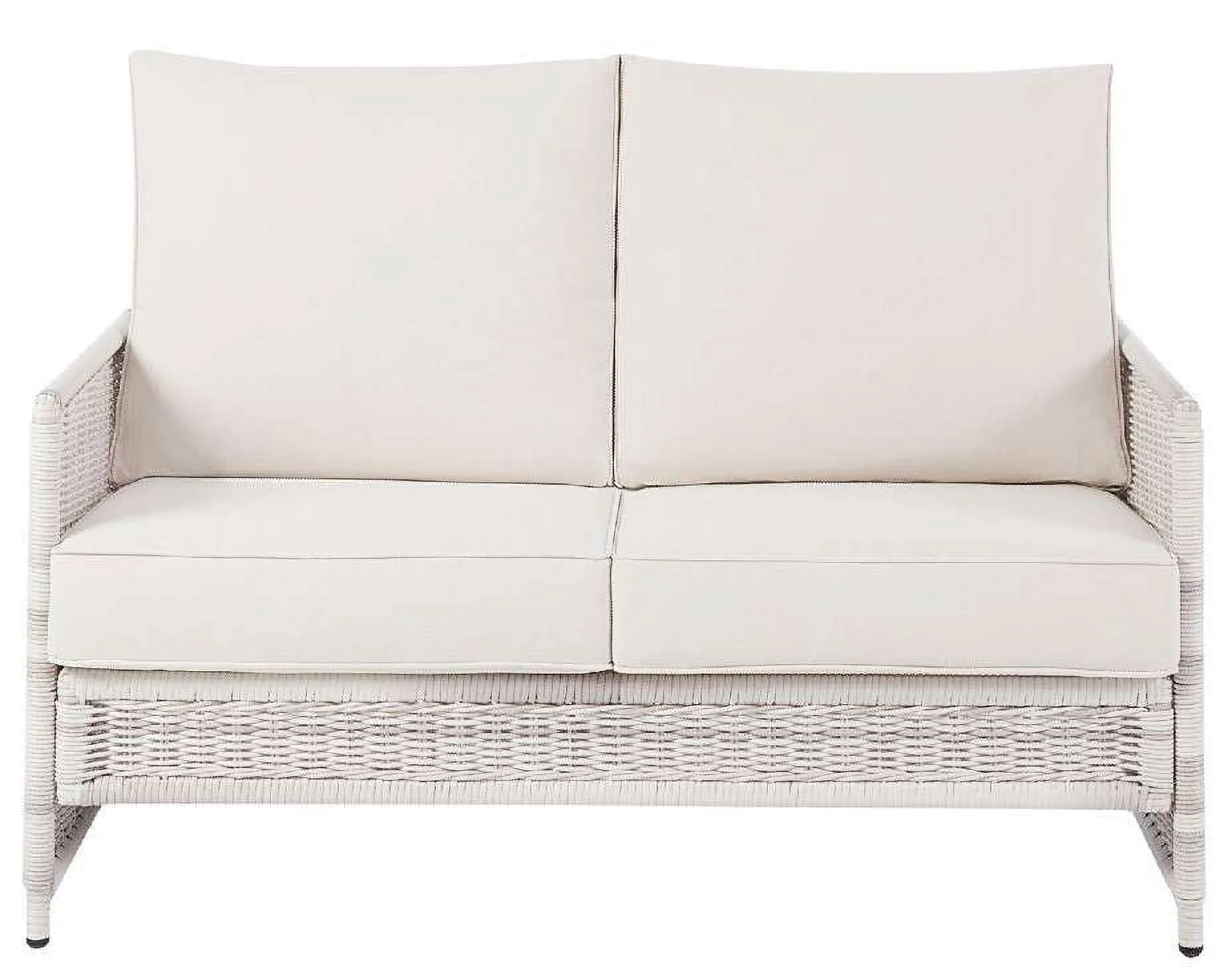 Better Homes & Gardens Paige 1 Piece Wicker Outdoor Loveseat with Cushions, White