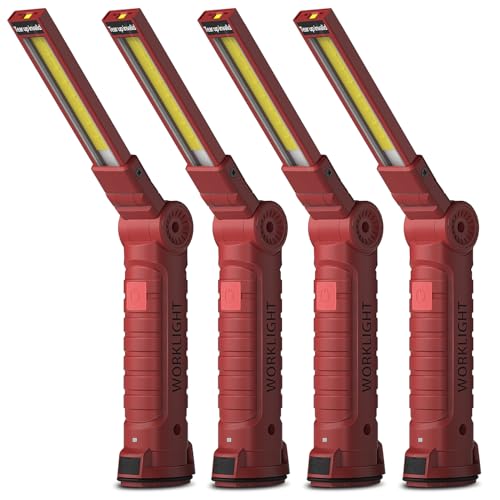 Coquimbo Tool Gifts for Men Dad Him, Rechargeable LED Work Light Grill Light with Magnetic Base and Hook 5 Modes 360° Rotate Mechanic Light Stocking Stuffers Mens Gifts (2 Pack Black)