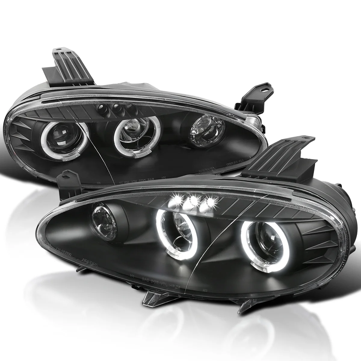Spec-D Tuning Black Halo Projector Headlights Compatible with 2001-2005 Mazda Miata MX-5 Left + Right Pair Headlamps Assembly