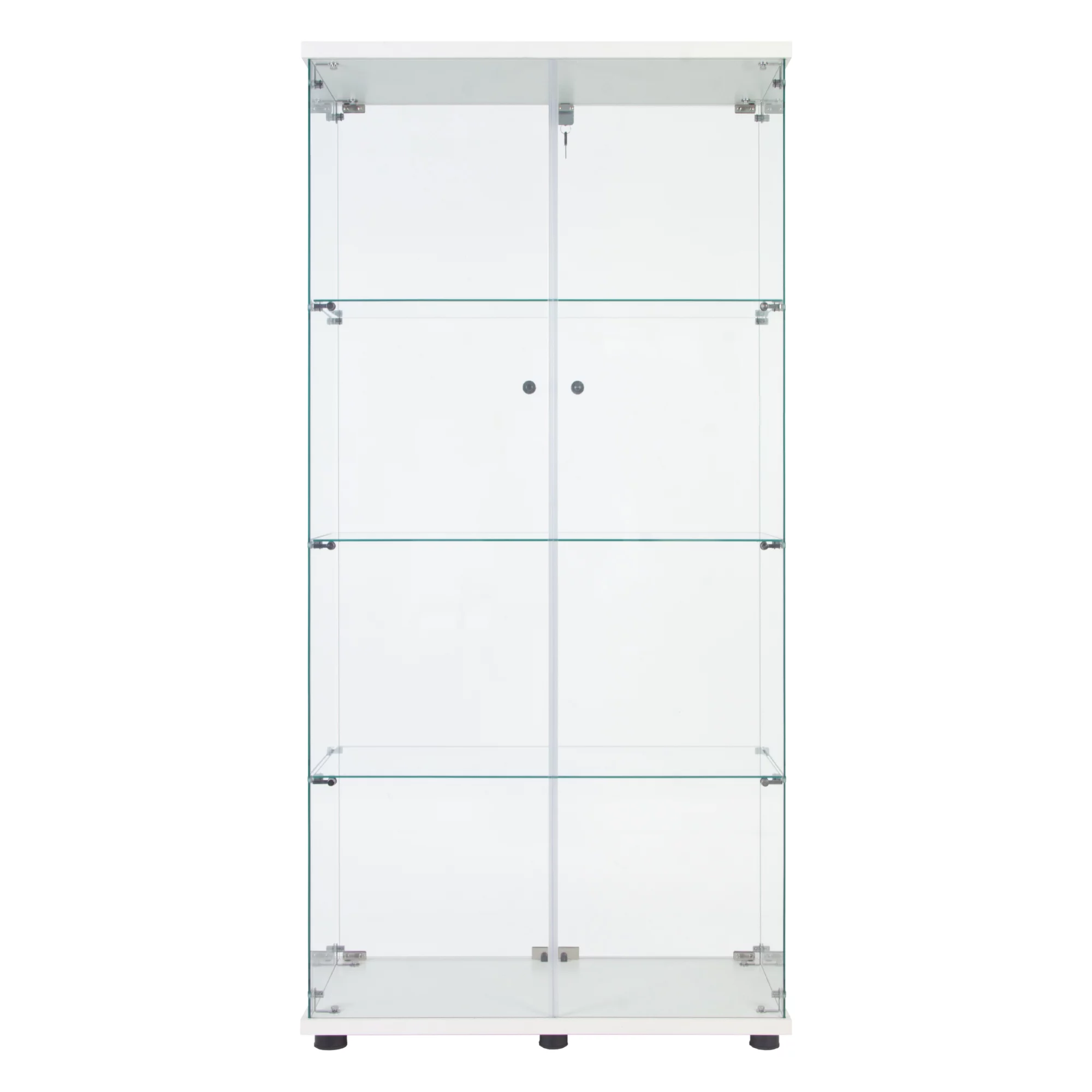 MMTX Two Door Glass Cabinet Glass Display Cabinet with 4 Shelves, White