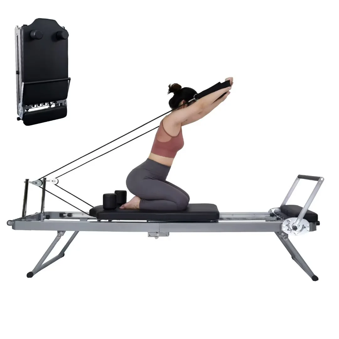 Docred Quiet Foldable Pilates Reformer, Pilates Reformer Workout Machine with Spring for Home Gym，Beginners，Up to 300 lbs Weight Capacity