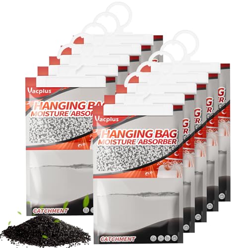 Vacplus Moisture Absorbers, Hanging Closet Dehumidifier Bags, Humidity Packs, Desiccant, Closet Dehumidifierswith Fragrance Free, 10 Pack, 9.8OZ
