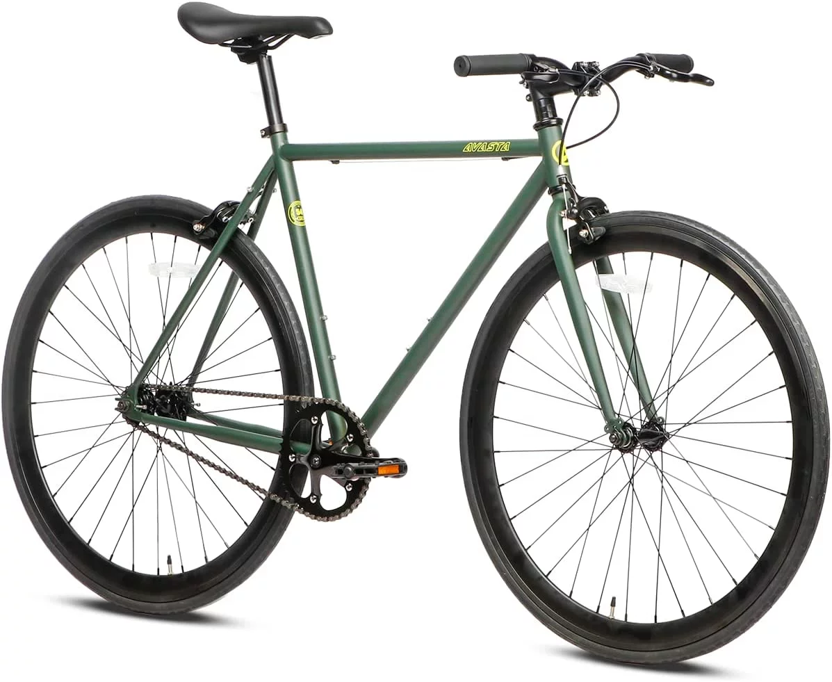 AVASTA Lightweight Unisex Single-Speed Fixed Gear Urban Commuter Bike for Women and Men,58 Green