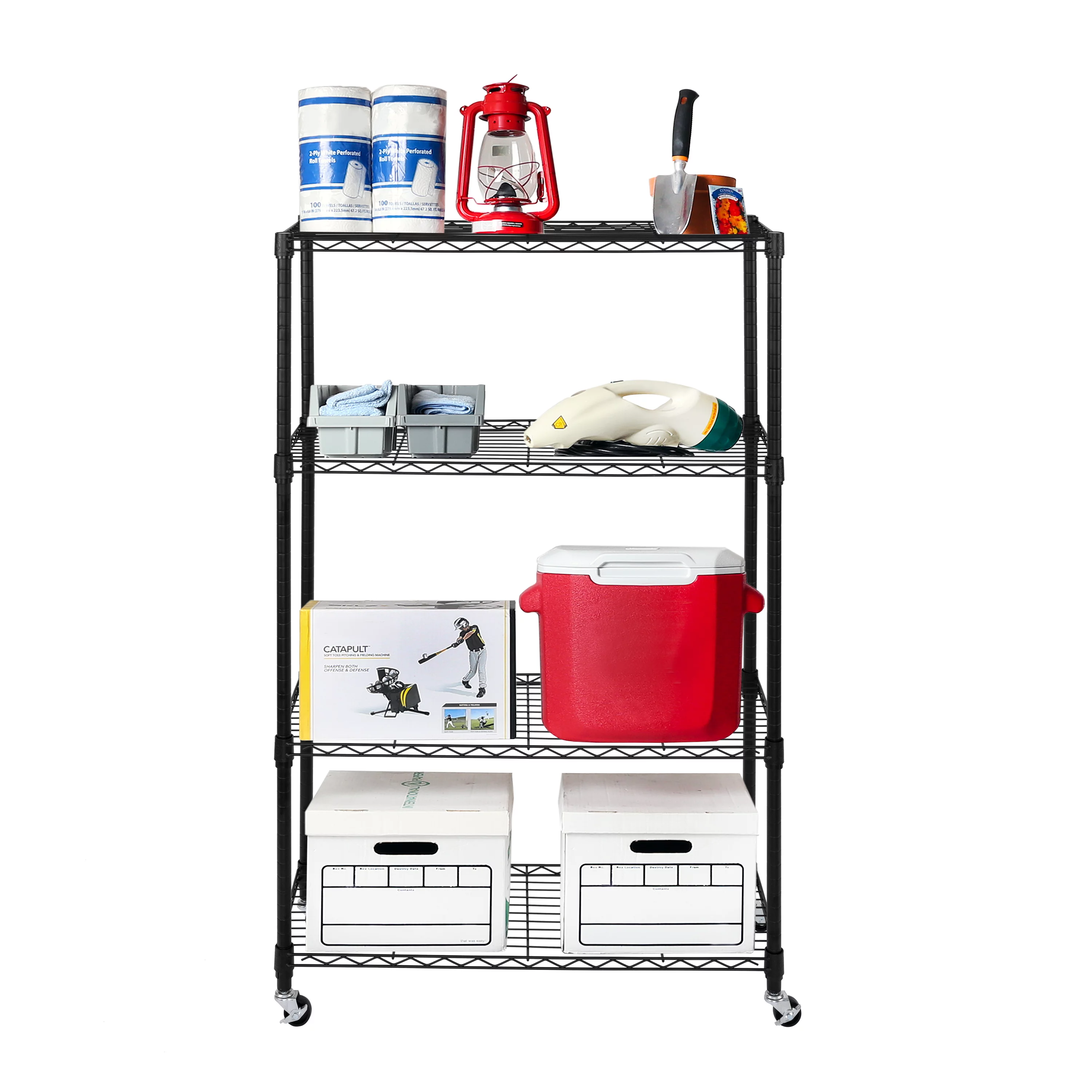 Seville Classics Solid Steel Wire Shelving Storage Unit Adjustable Shelves Organizer Rack, for Home, Kitchen, Office, Garage, Bedroom, Closet, Black, 4-Tier, 36