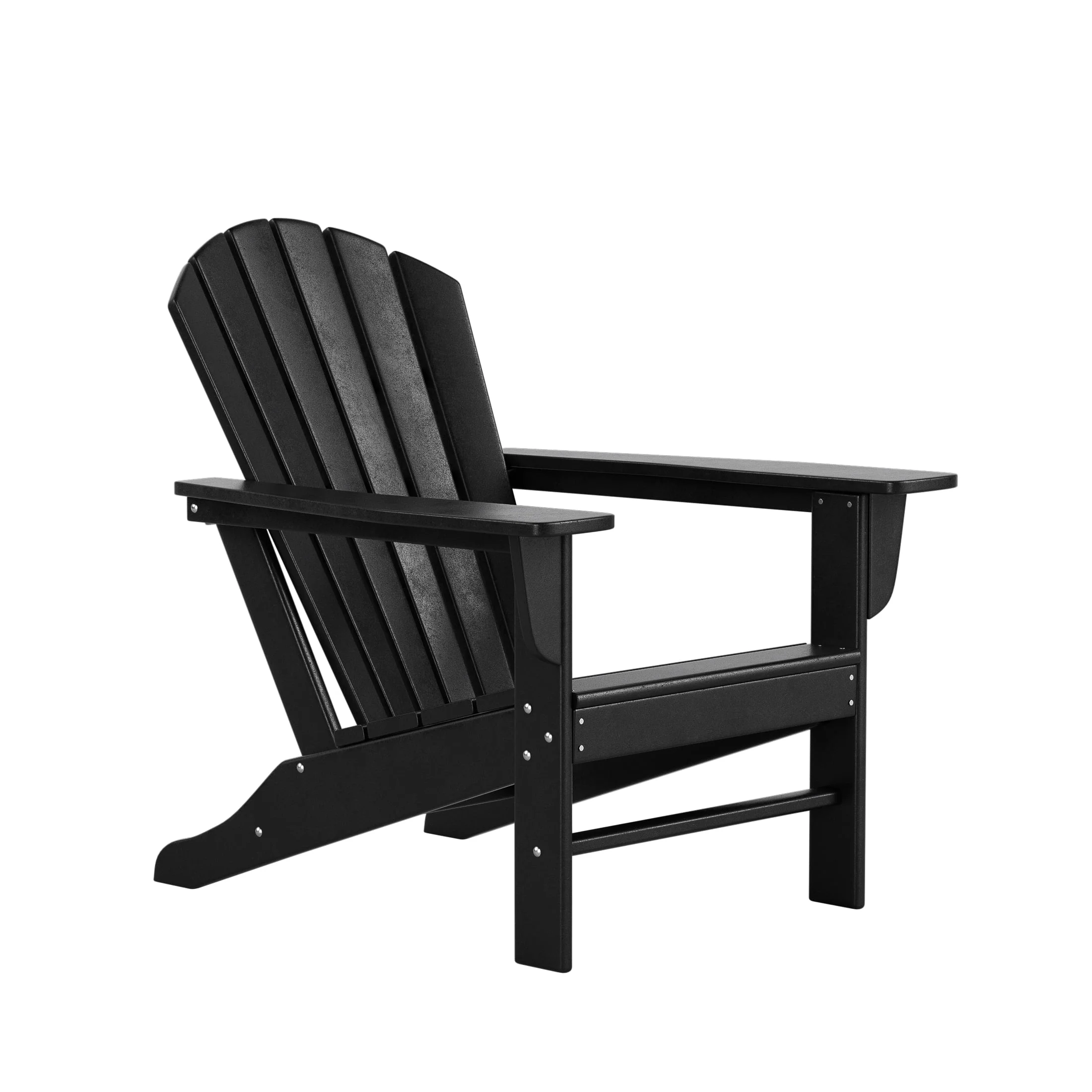 WestinTrends Dylan Adirondack Chair, All Weather Resistant Poly Lumber Outdoor Patio Chairs, Seashell Slat Curved Back, Widen Seat Armrest, Color Stay, Imitation Wood Texture, Black