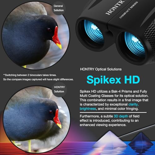 Hontry Binoculars for Adults and Kids, 10x25 Compact Binoculars for Bird Watching, Theater and Concerts, Hunting and Sport Games