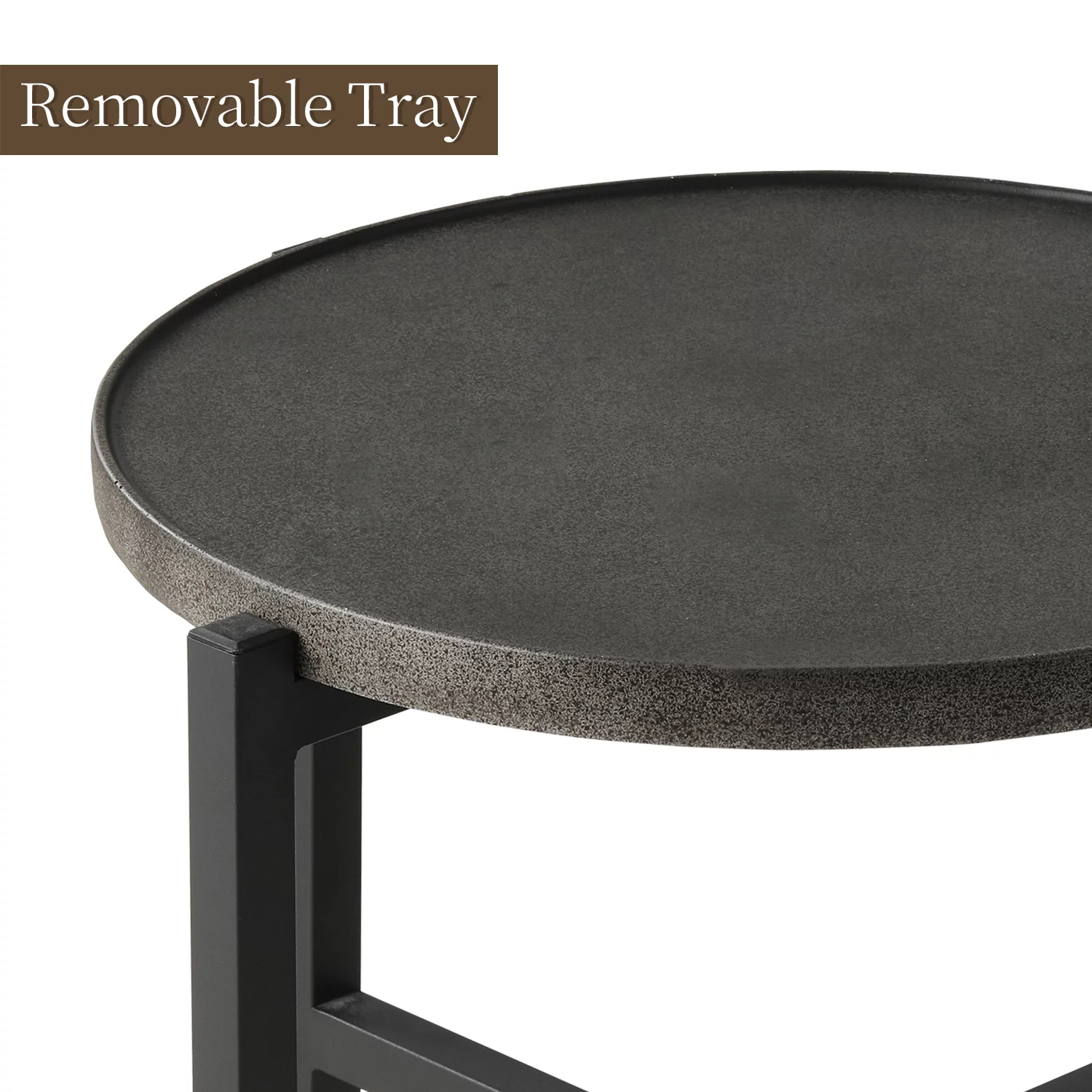 COSIEST Outdoor Dark Grey Concrete 21.6''W x 15.3''H Round Coffee Table