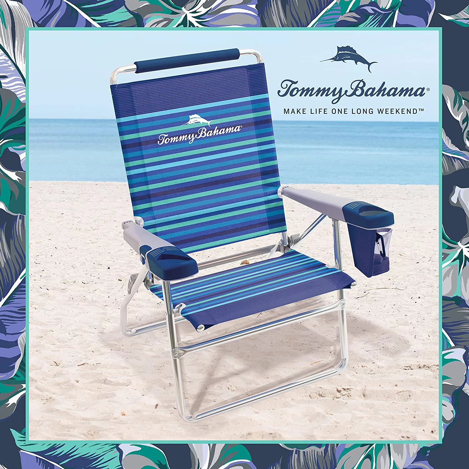 Tommy Bahama High Boy single striped beach chair