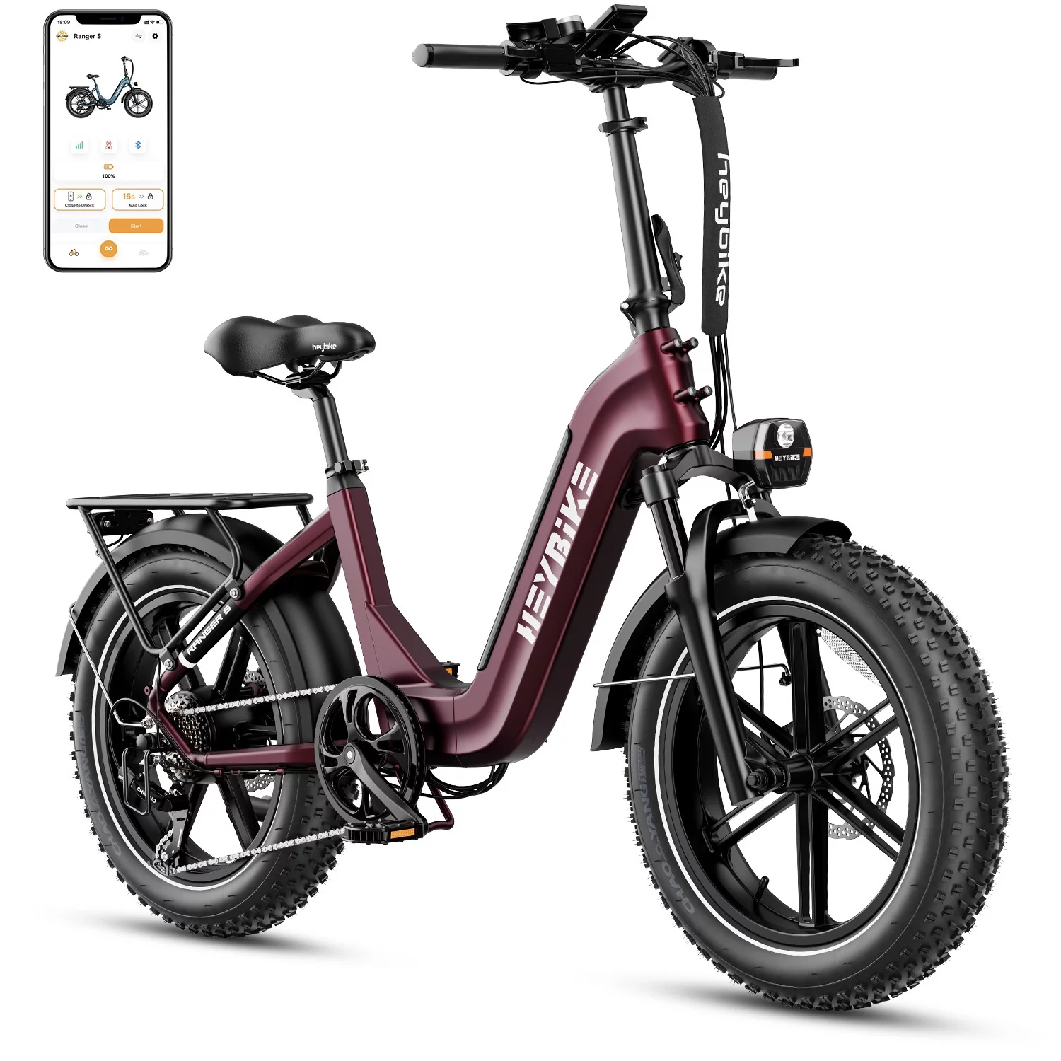 Heybike Ranger S Electric Bike for Adults, Foldable Ebike with 48V 14.4AH Removable Battery, 20