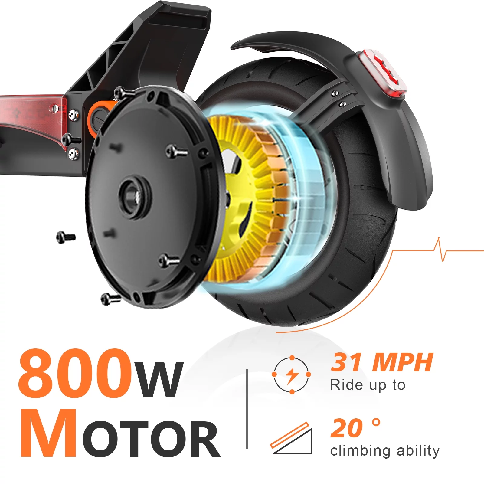 JOYOR Electric Scooter, 800W Motor Up to 31 MPH & 34 Miles Ranges, 10