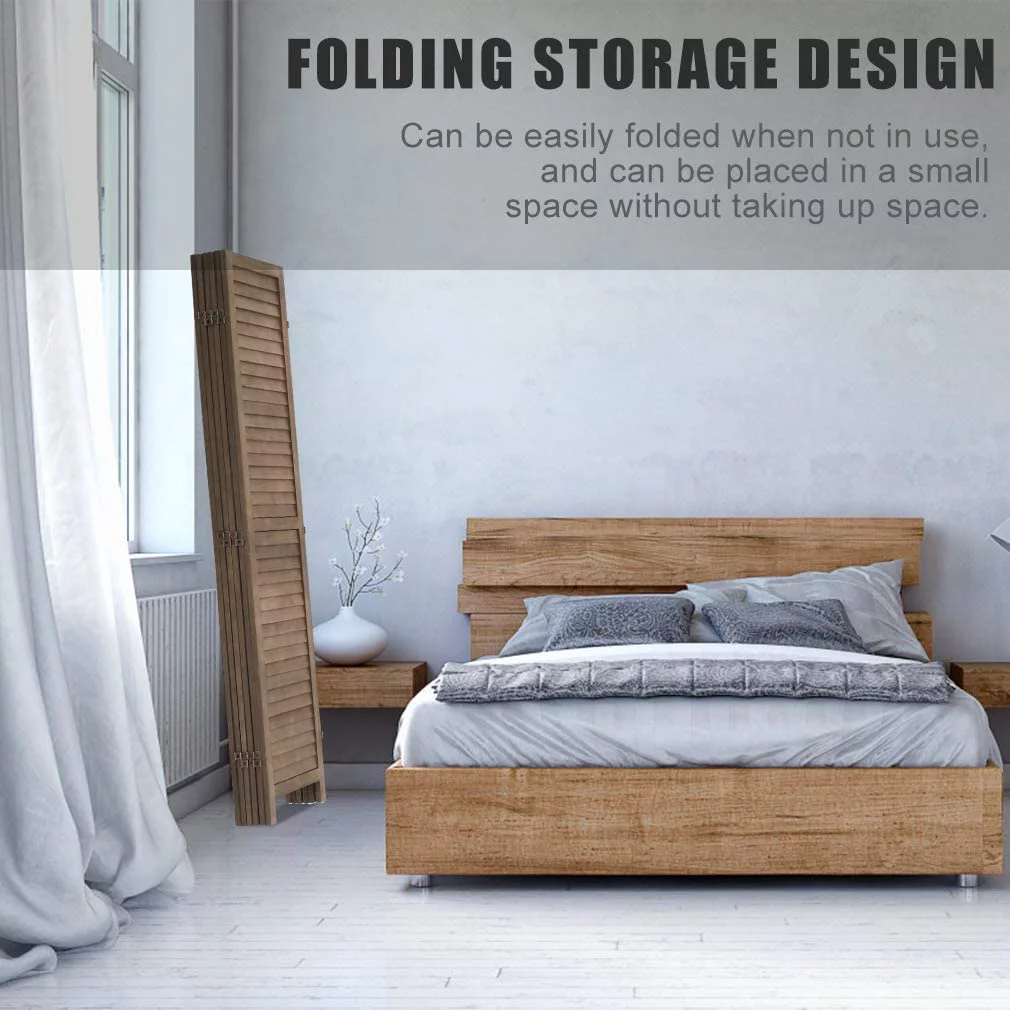 FDW Wood 6 Panel Room Divider Privacy Screen, 69