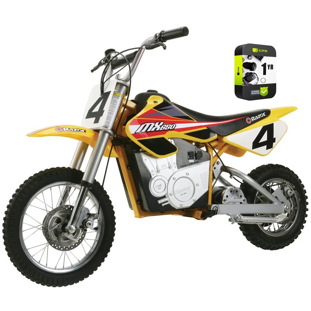 Razor 15165070 MX650 Dirt Rocket Electric Motocross Bike Bundle with 1 Year Extended Protection Plan