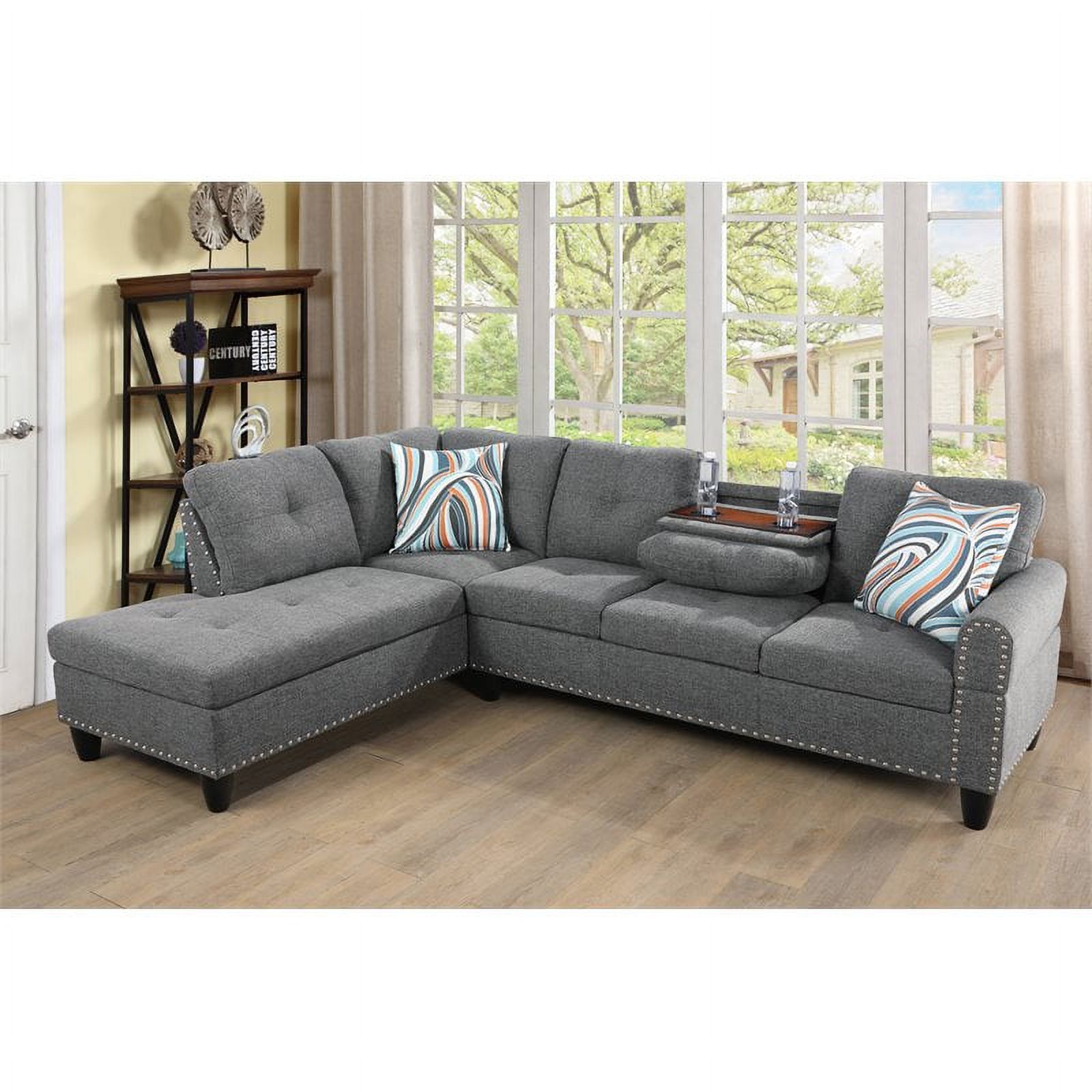 Star Home Living Corp Venus Linen Fabric Sectional Sofa in Gray