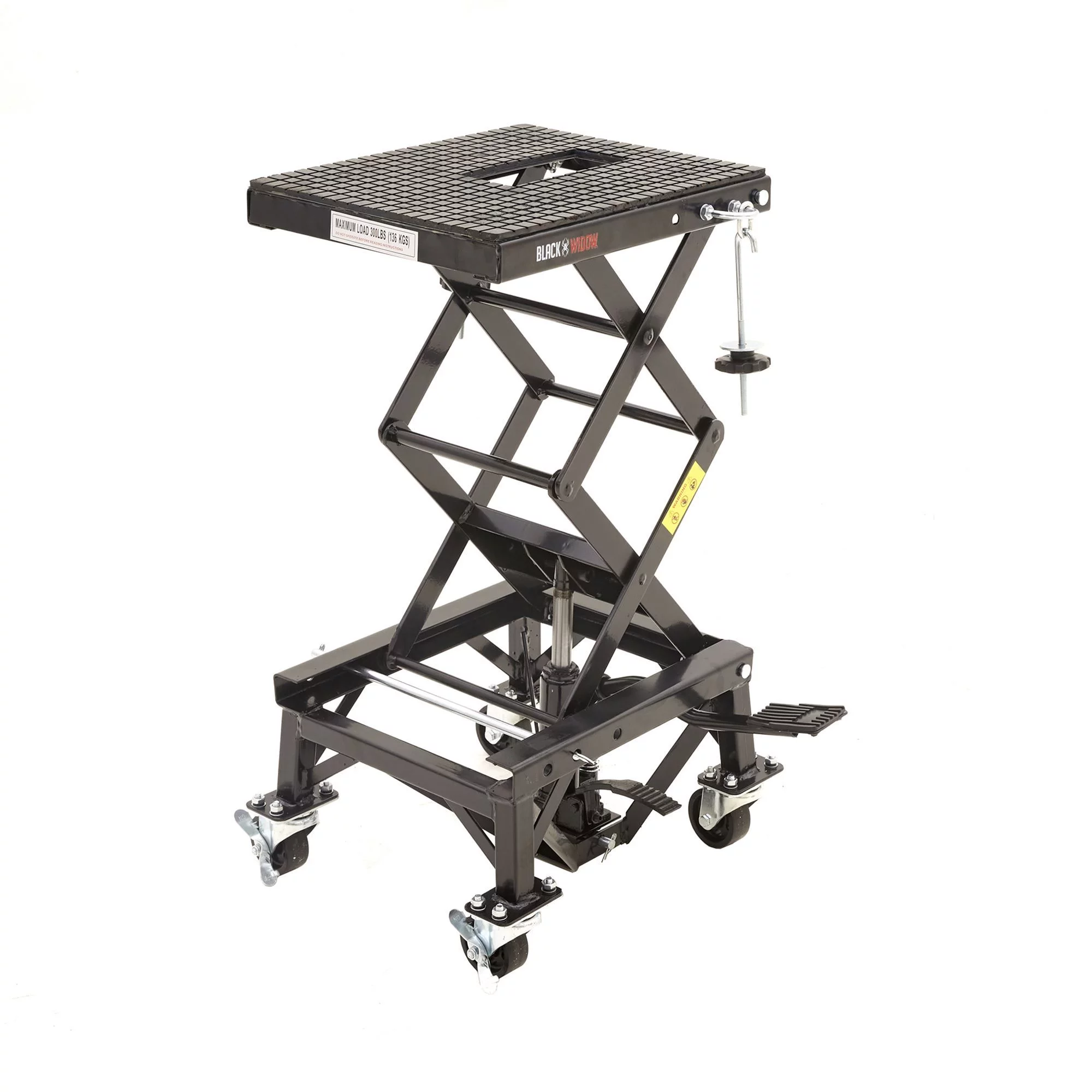 Black Widow Hydraulic Motorcycle Scissor Lift with Casters