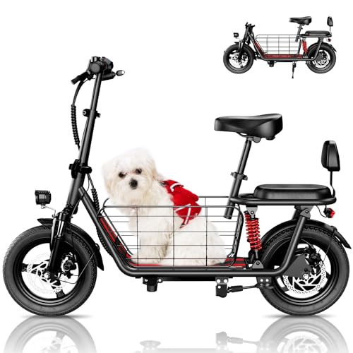 WINDHORSE C3 Adults Electric Scooter with Seat - 14” Tire, 500W Brushless Motor, 3 Speed Modes, Cruise Control, Dual Suspension, 25 Mile Range, 22MPH, Adjustable E-Scooter for Teens with Basket
