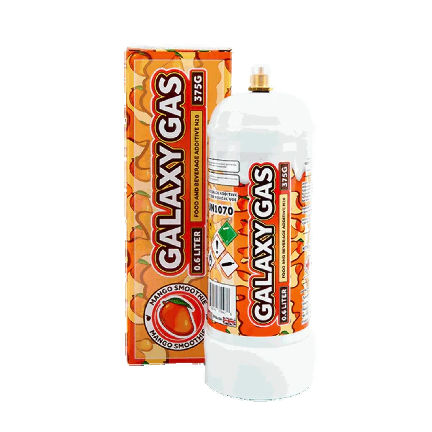 Galaxy Gas Mango Smoothie Flavor Whipped Cream Dispenser Cartridge Tank, Nitrous Oxide 0.6L 375 Gram Whip Cream Charger, Whipped Cream Cartridge, N2O Charger Tank, 1 Cylinders