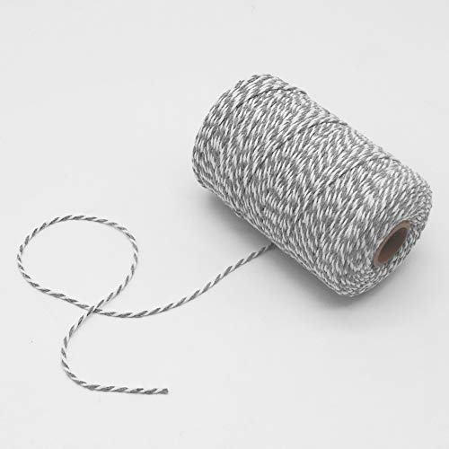 Tenn Well Red and White Twine, 656 Feet 200m Cotton Bakers Twine Ribbon for Baking, Butchers, Crafts, Gift Wrapping, Christmas Holiday Decorations