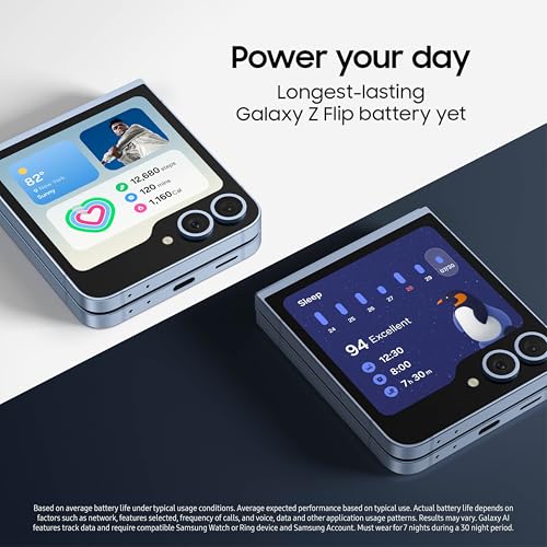 SAMSUNG Galaxy Z Flip 6 AI Cell Phone, 256GB Unlocked Android Smartphone, FlexCam, Photo Assist, Camcorder Mode, Live Interpreter, Foldable Design, 2024, US 1 Yr Manufacturer Warranty, Blue