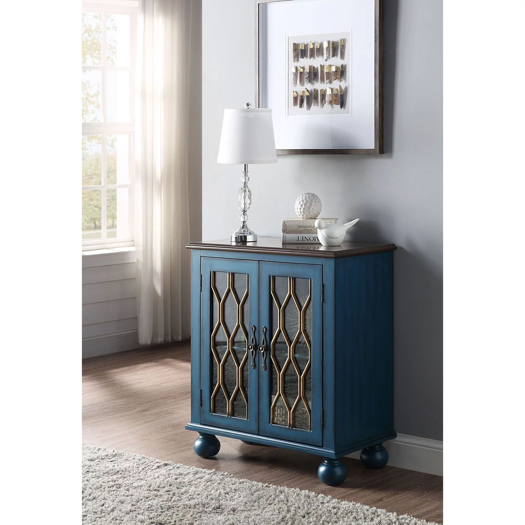 Miekor Furniture Lassie Console Table in Antique Blue Finish