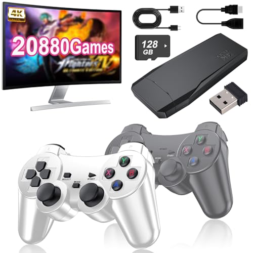 4K Wireless Retro Game Stick Console 20000+ Classic Video TV Games, Retro Stick Built in 9 Emulators Plug and Play Video Games for TV