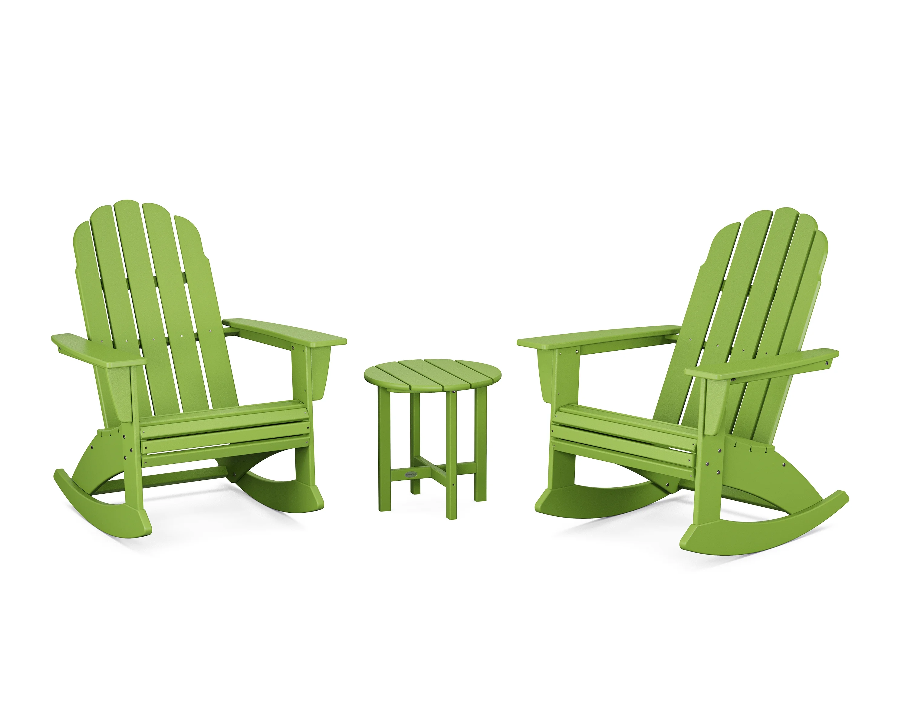 POLYWOOD Vineyard Curveback 3-Piece Adirondack Rocking Chair Set in Lime