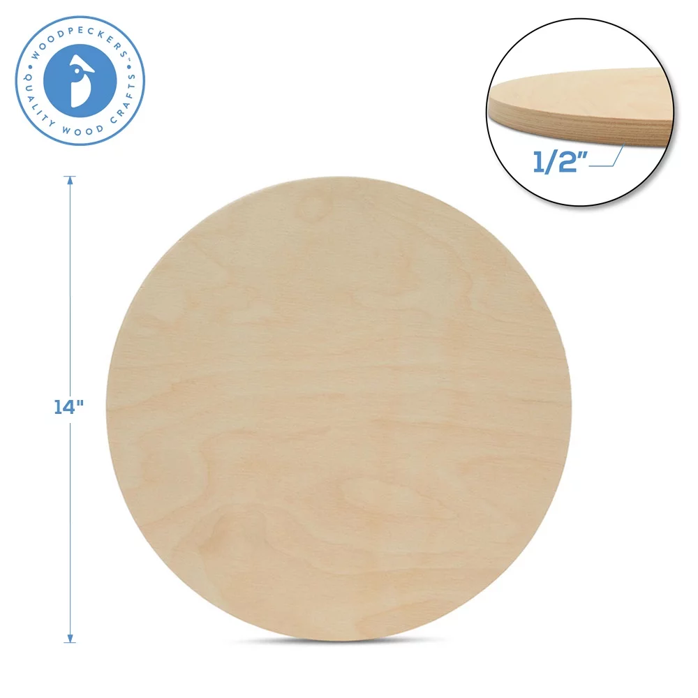 Wood Circles 14 inch 1/2 inch Thick, Unfinished Birch Plaques, Pack of 10 Wooden Circles for Crafts and Blank Sign Rounds, by Woodpeckers