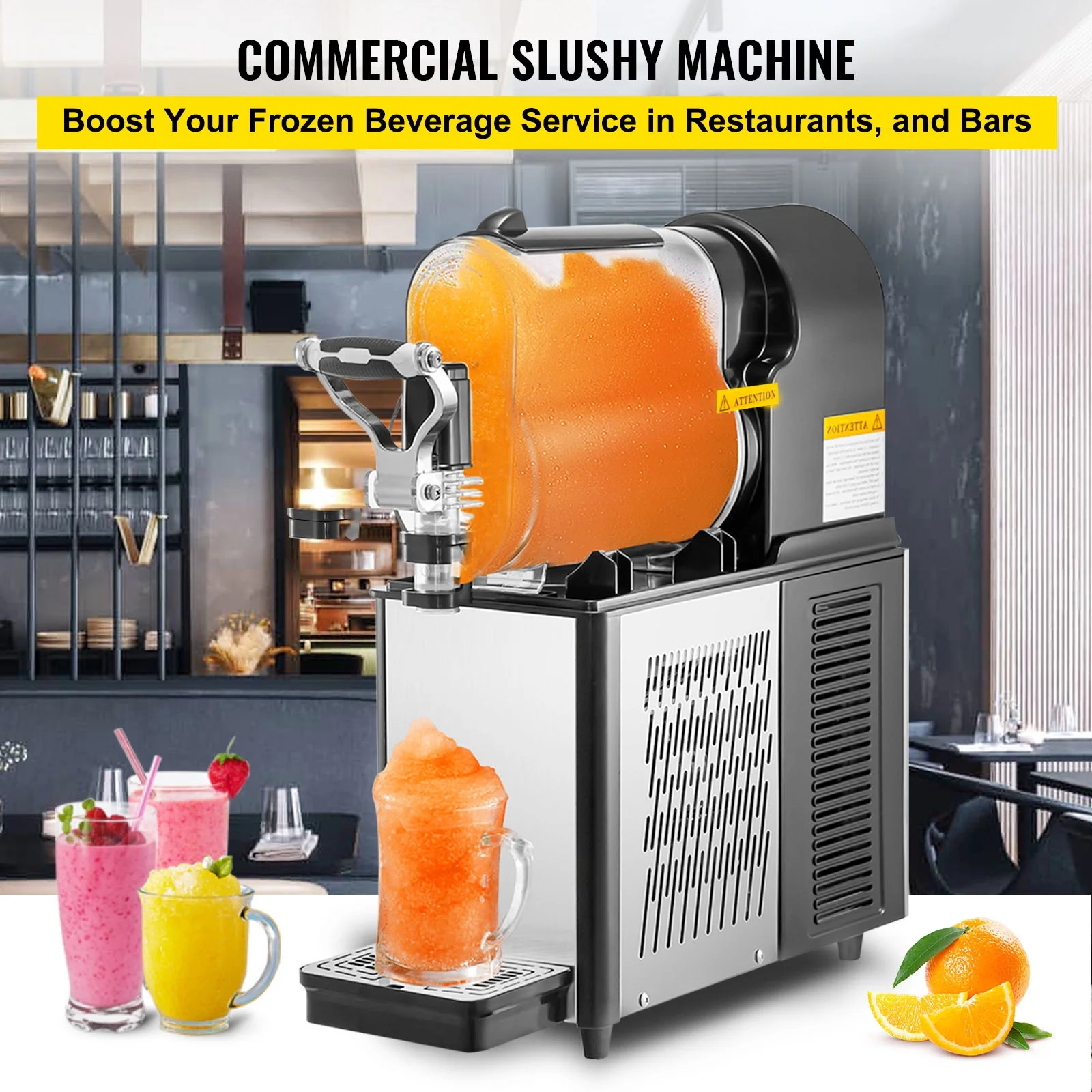 BENTISM Slushy Machine, Daiquiri Machine Commercial 3L Frozen Drink Slush Machine, Black