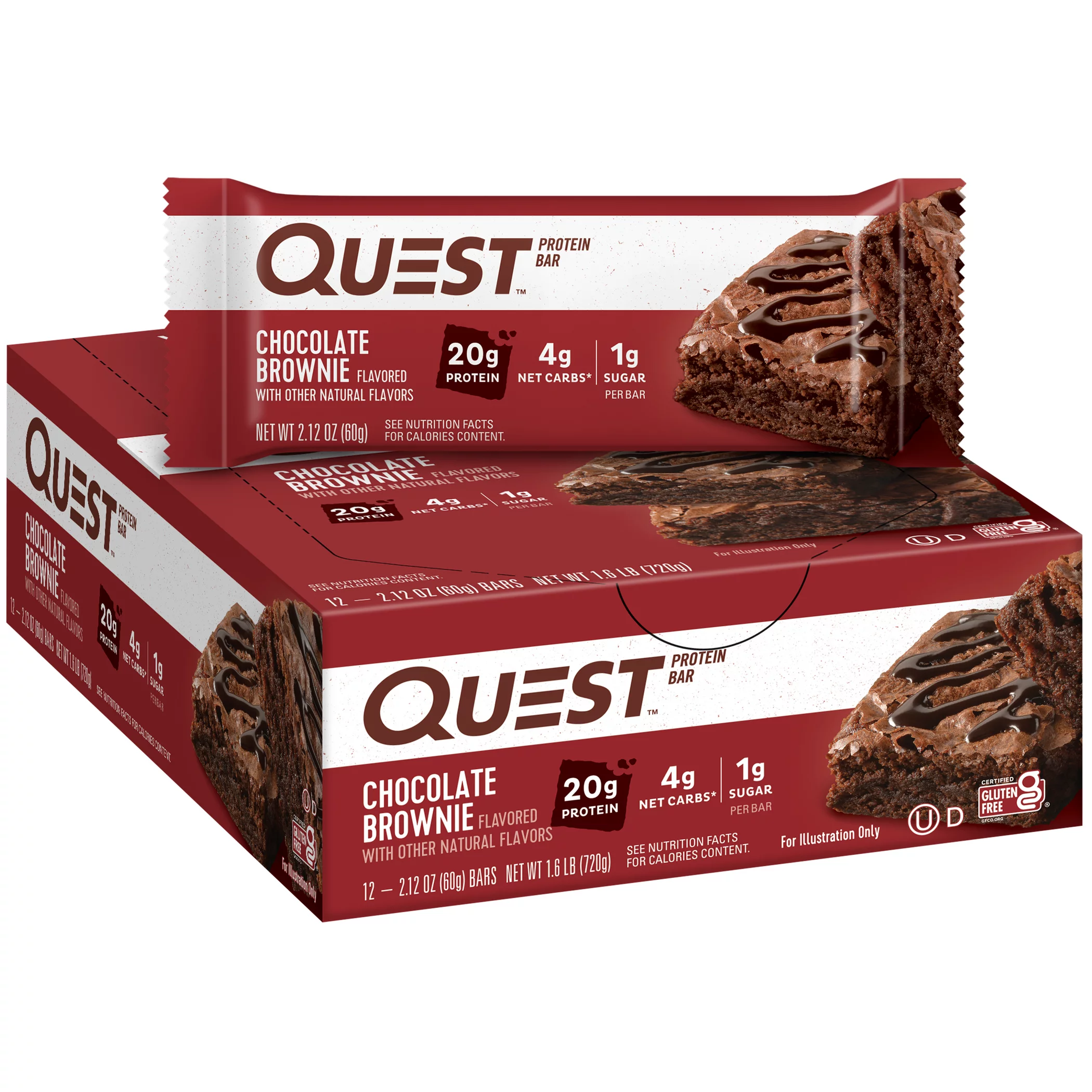 Quest Protein Bar, Chocolate Brownie, 20g Protein, 12 Ct
