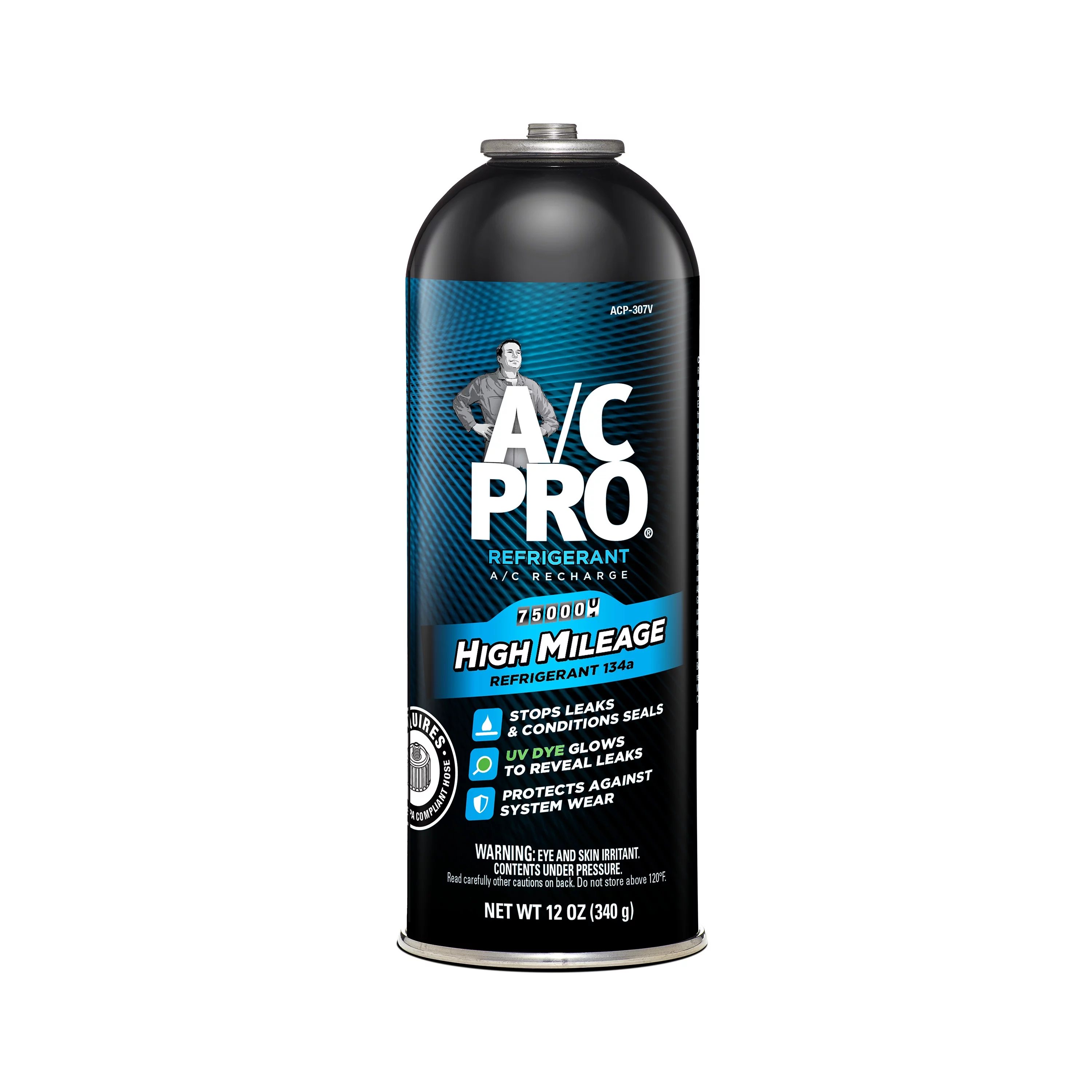 A/C Pro High Mileage R-134a A/C Recharge Auto Air Conditioner Refrigerant Refill - 12oz