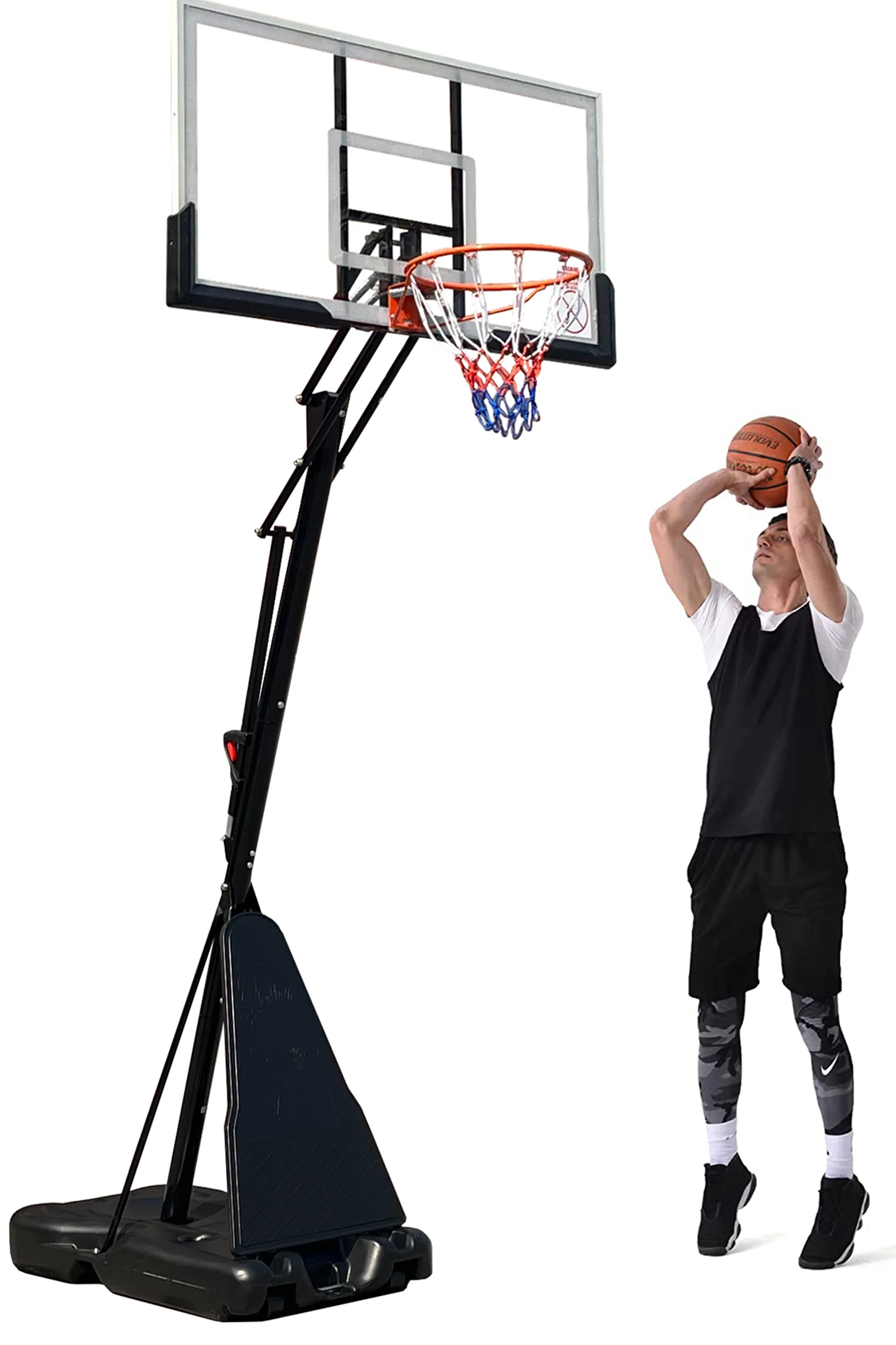Vebreda 54 in. Portable Basketball Hoop System, 7.5 - 10 ft. Height Adjustable