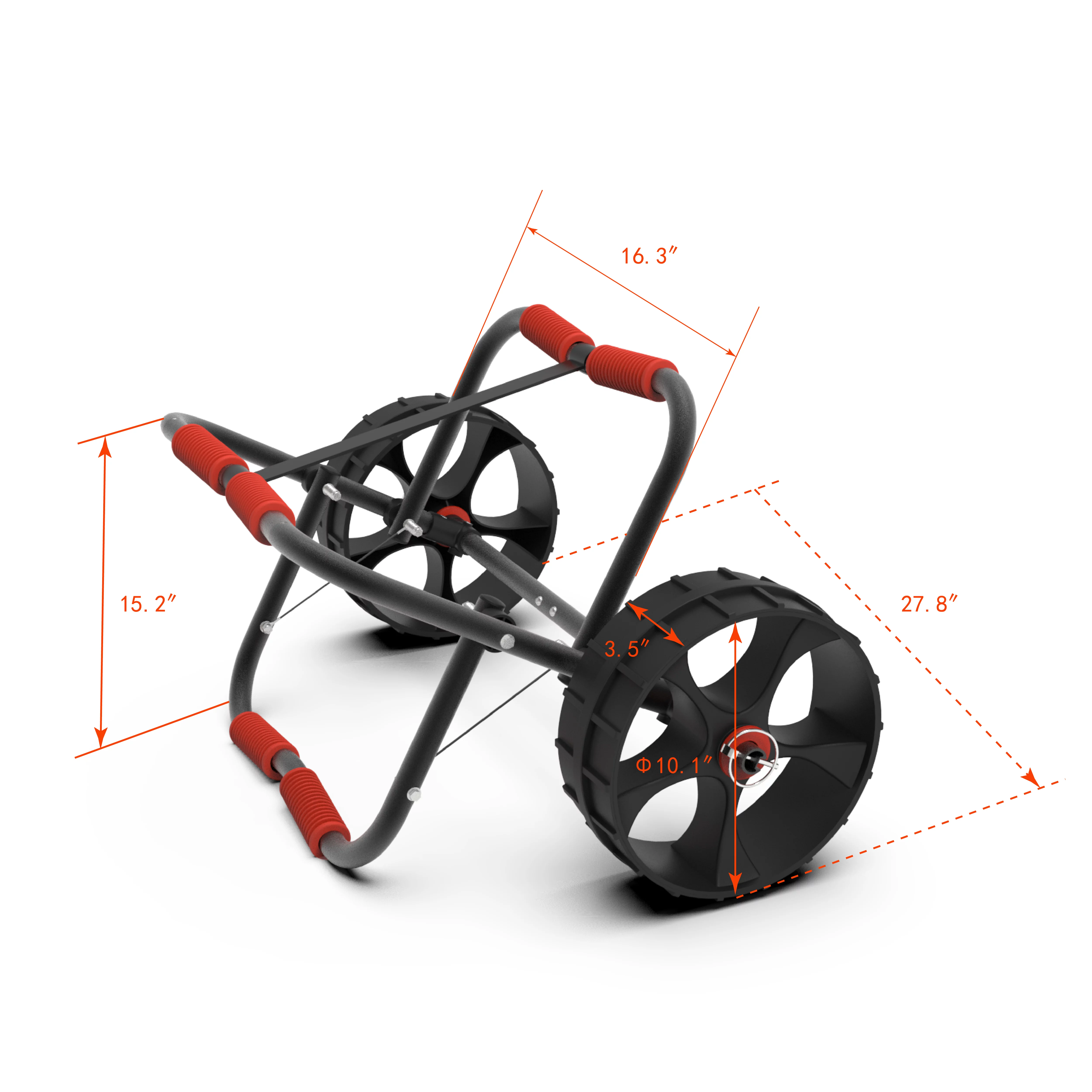 FDB 200LBS Universal Folding Bend Kayak Canoe Boat Carrier Dolly Trailer Tote Trolley Transport Cart Wheel for Carrying Kayaks, Canoes, Paddleboards, Float Mats, Boats Red