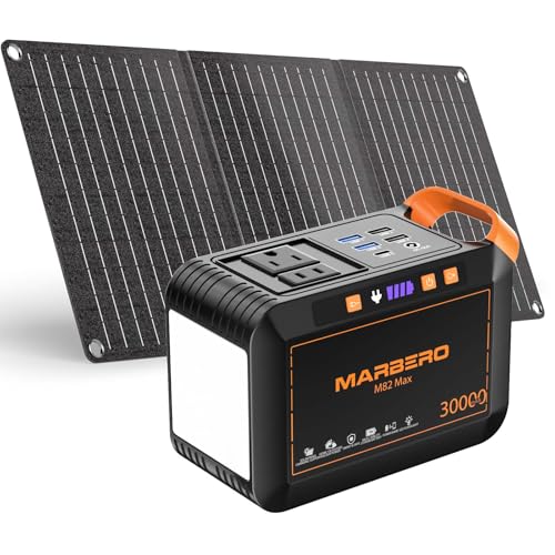 MARBERO Portable Power Station 88Wh Camping Lithium Battery Solar Generator Fast Charging with AC Outlet 120W Peak Power Bank(Solar Panel Optional) for Home Backup Outdoor Emergency RV Van Hunting