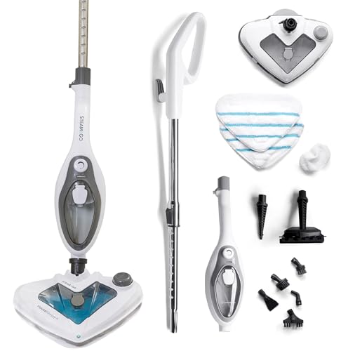 Steam and Go 10-in-1 Steam Mop - Multi-Functional Floor Steamer for Home Use w/Detergent Chamber, Detachable Handle & Handheld Steam Cleaner for Tile, Grout, Hardwood, Upholstery, Carpets & Furniture