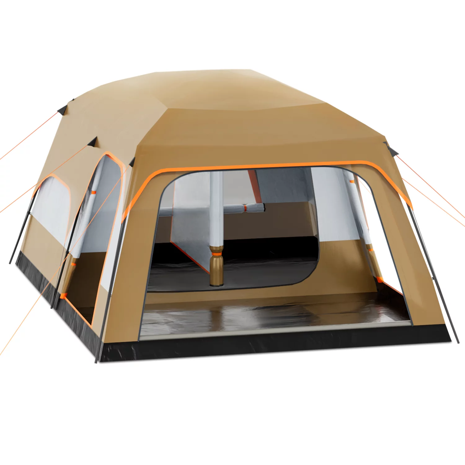 MoNiBloom Extra Large Tent 5-8 Person, Family Cabin Tents with 2 Rooms and 3 Doors, Waterproof Double Layer Big Tent for Outdoor, Picnic, Camping, Friends Gathering, Coffee