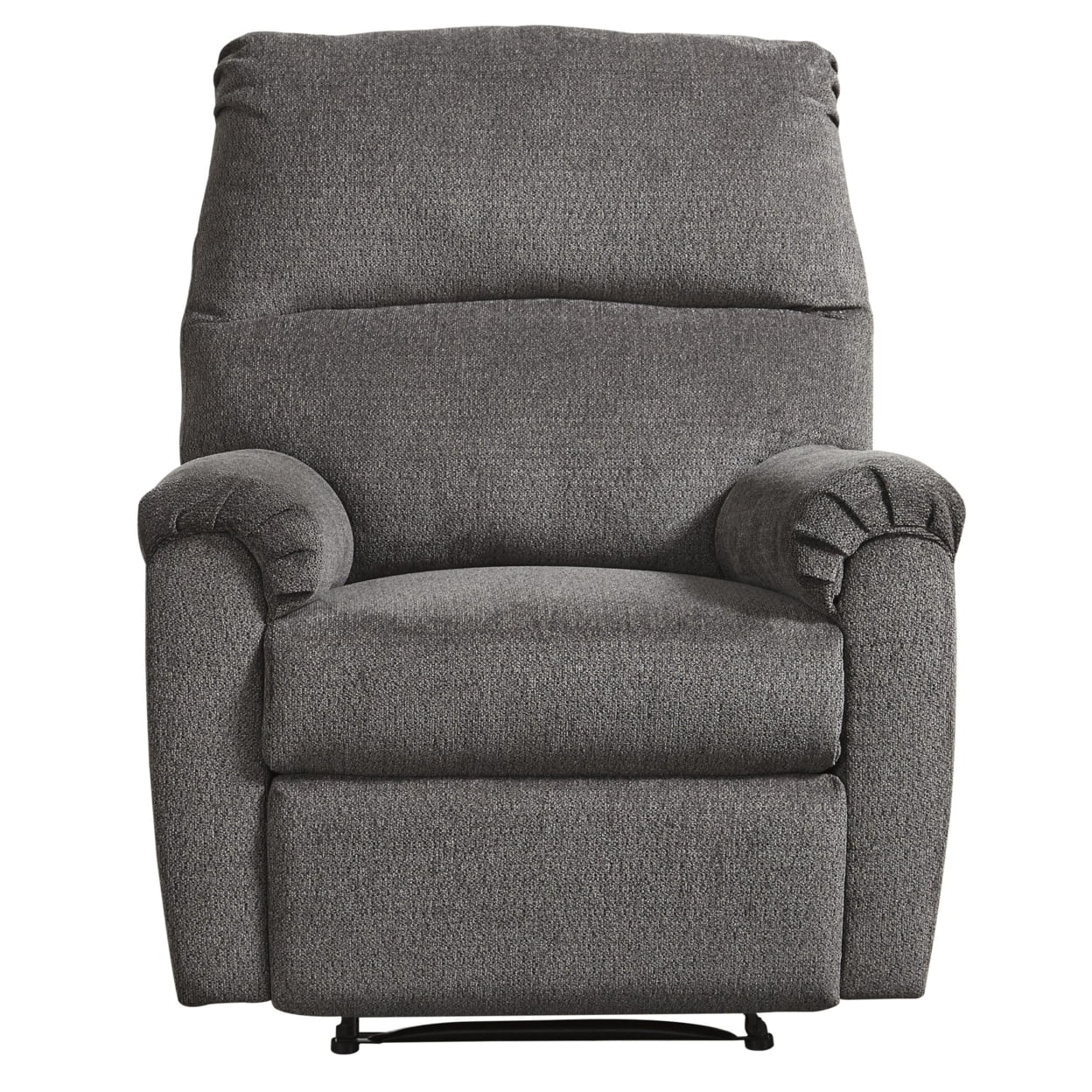 Fabric Upholstered Zero Wall Recliner with Pillow Top Armrests Gray- Saltoro Sherpi