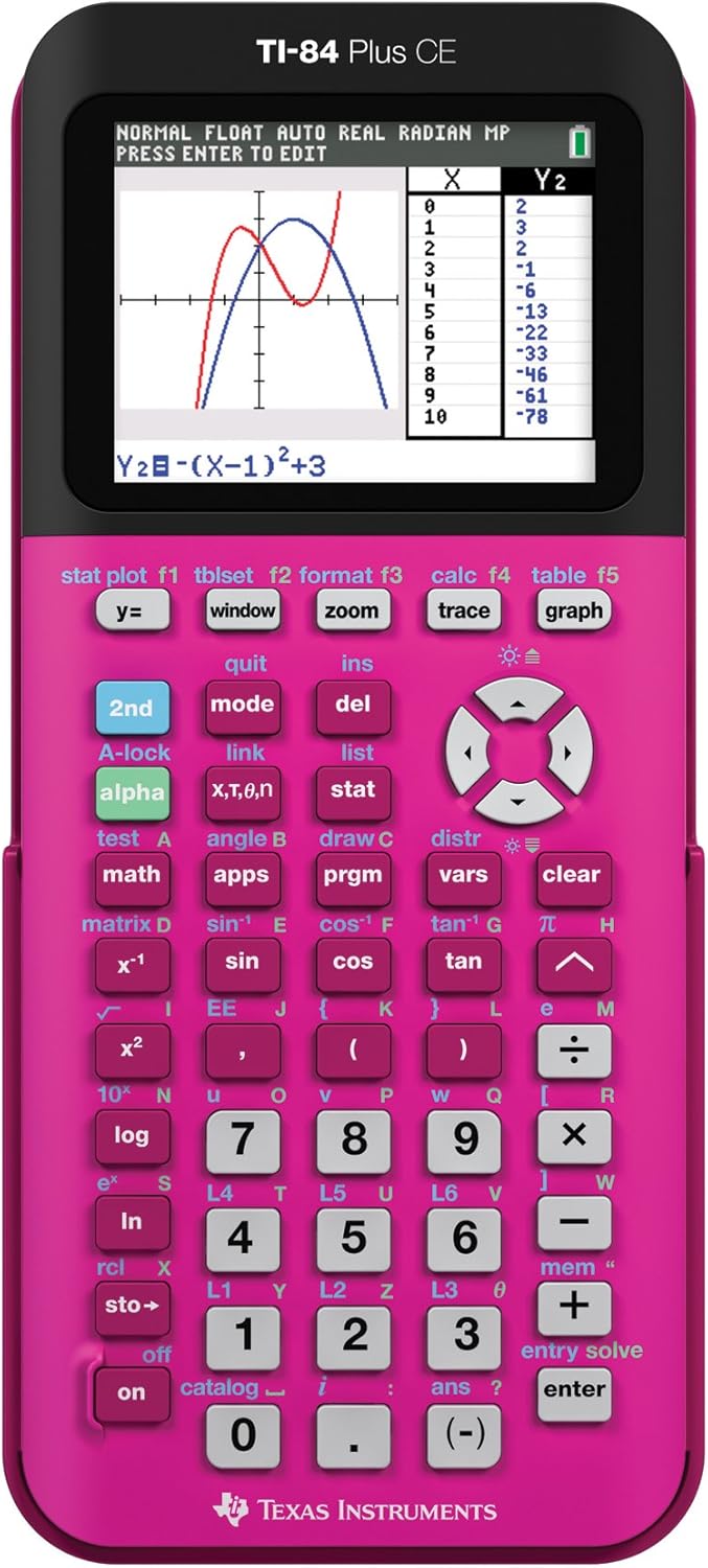 Texas Instruments TI-84 Plus CE Color Graphing Calculator, Positively Pink