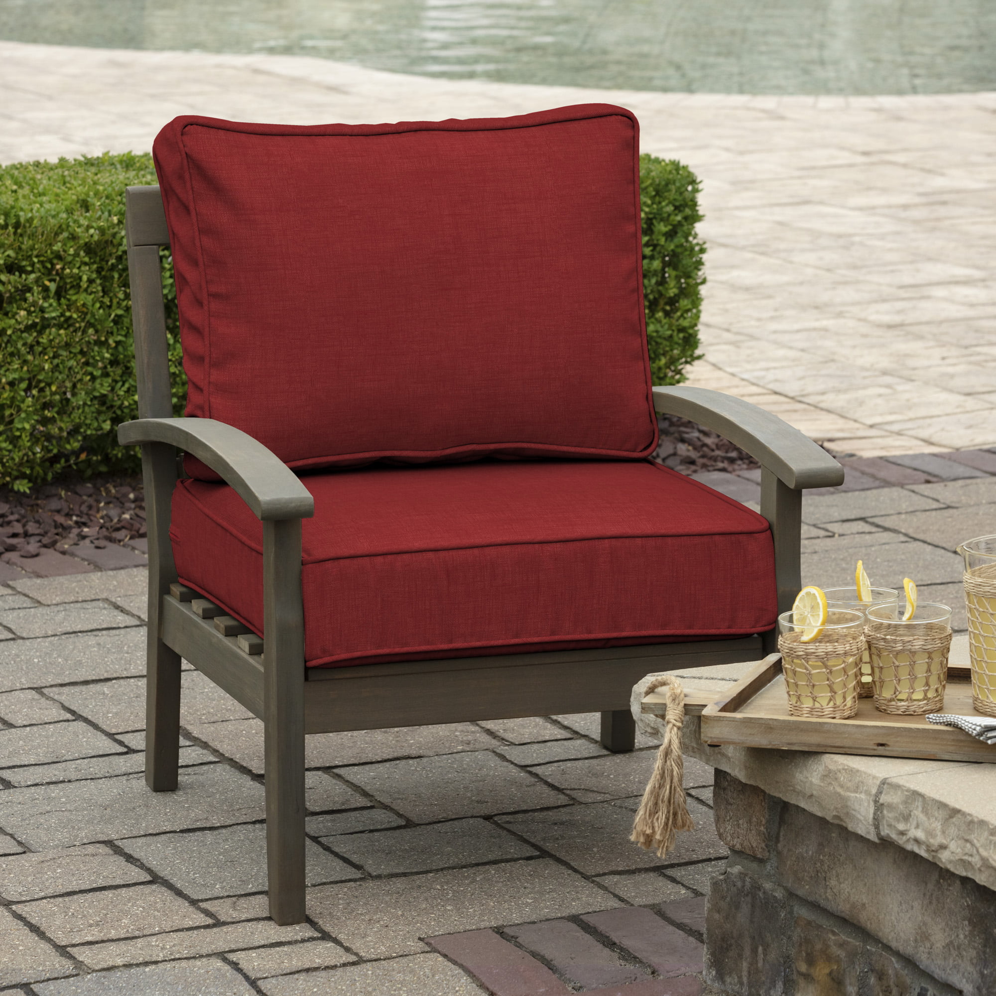 Arden Selections Modern Outdoor Deep Seating Cushion Set 24 x 24, Ruby Red Leala