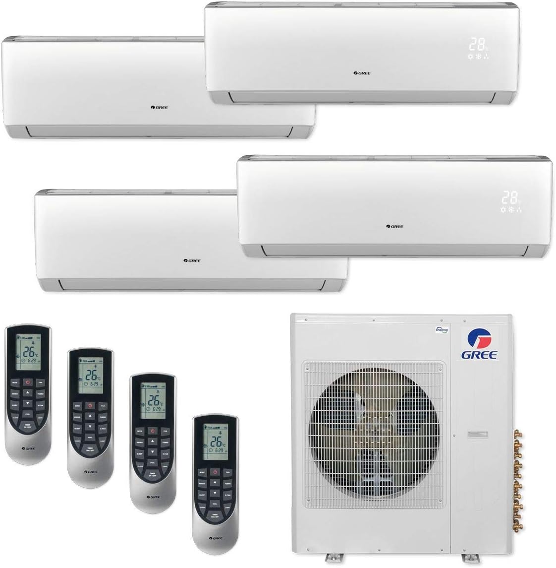 Gree MULTI42CVIR401-42,000 BTU Multi21+ Quad-Zone Wall Mount Mini Split Air Conditioner Heat Pump 208-230V (9-9-9-12)