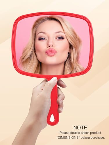 Hand Mirror Salon Barber Hairdressing Handheld Mirror with Handle(Square Black 7.4 x 10.3 inches)